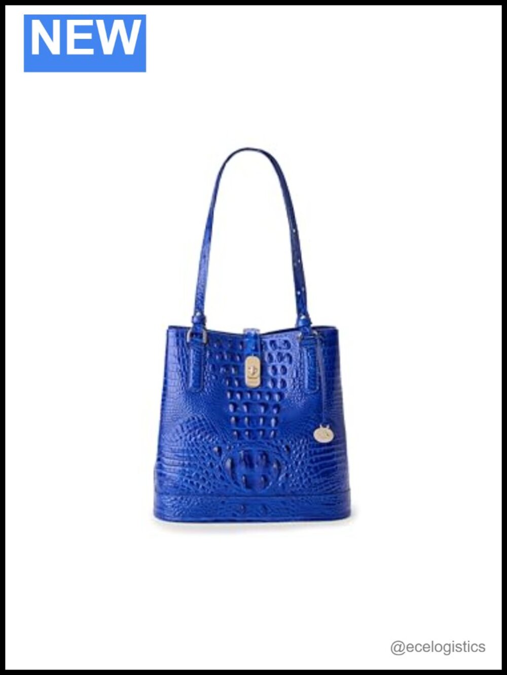 BRAHMIN Fiora Leather Bucket Shoulder Bag Turn-Lock Closure Adjustable Strap